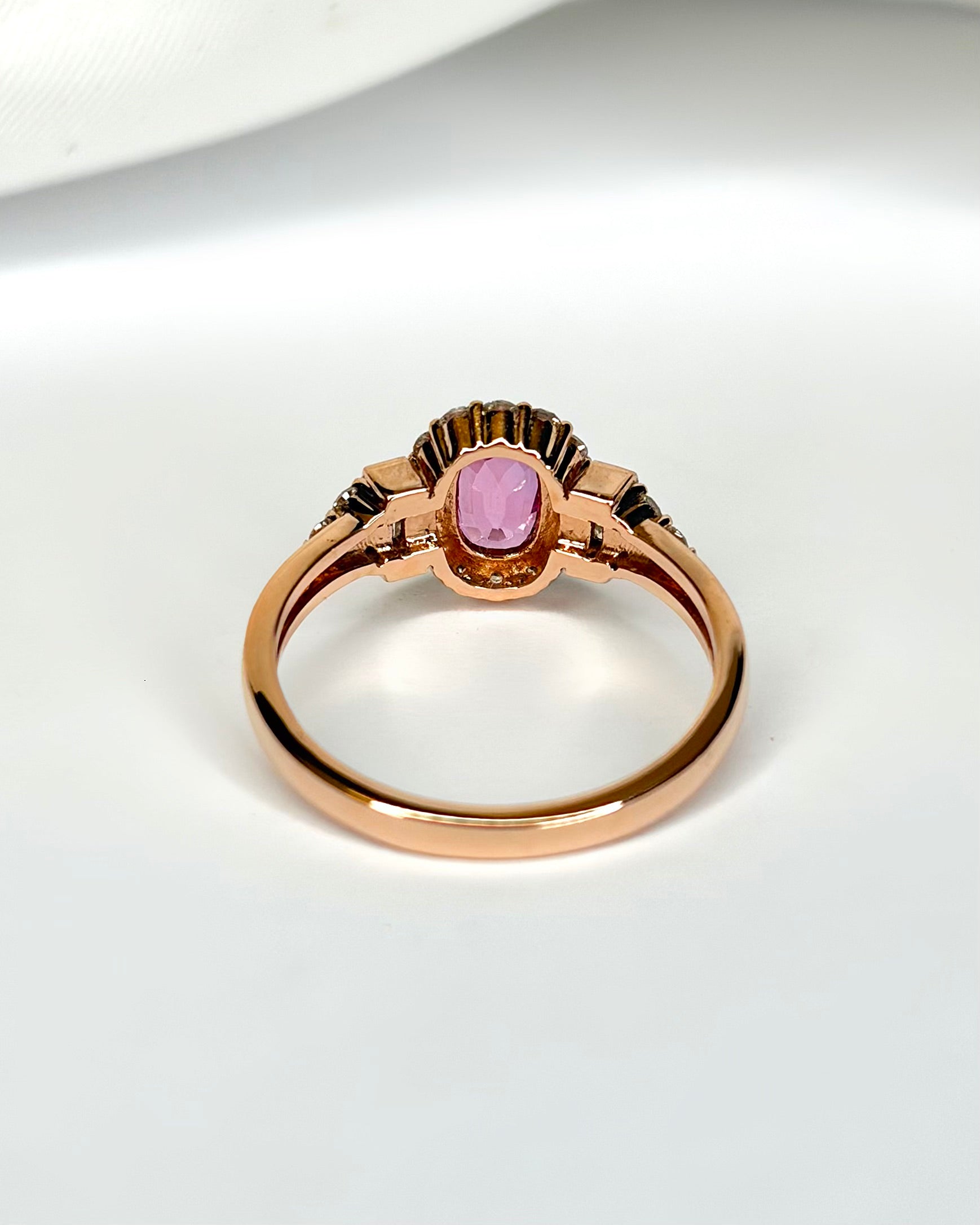 Bague Trilogie Saphir Rose 0.83 carat & Diamants 0.50 carat "Lizéa"