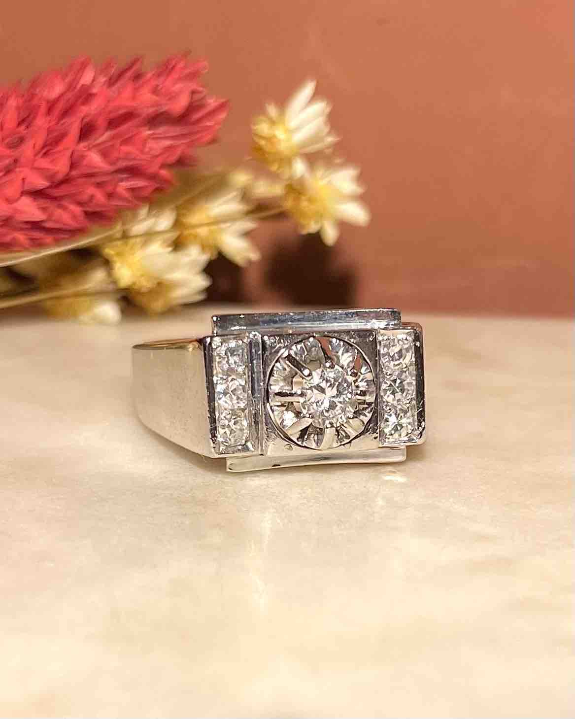 Anillo de tanque de diamantes vintage "Athénaïs"