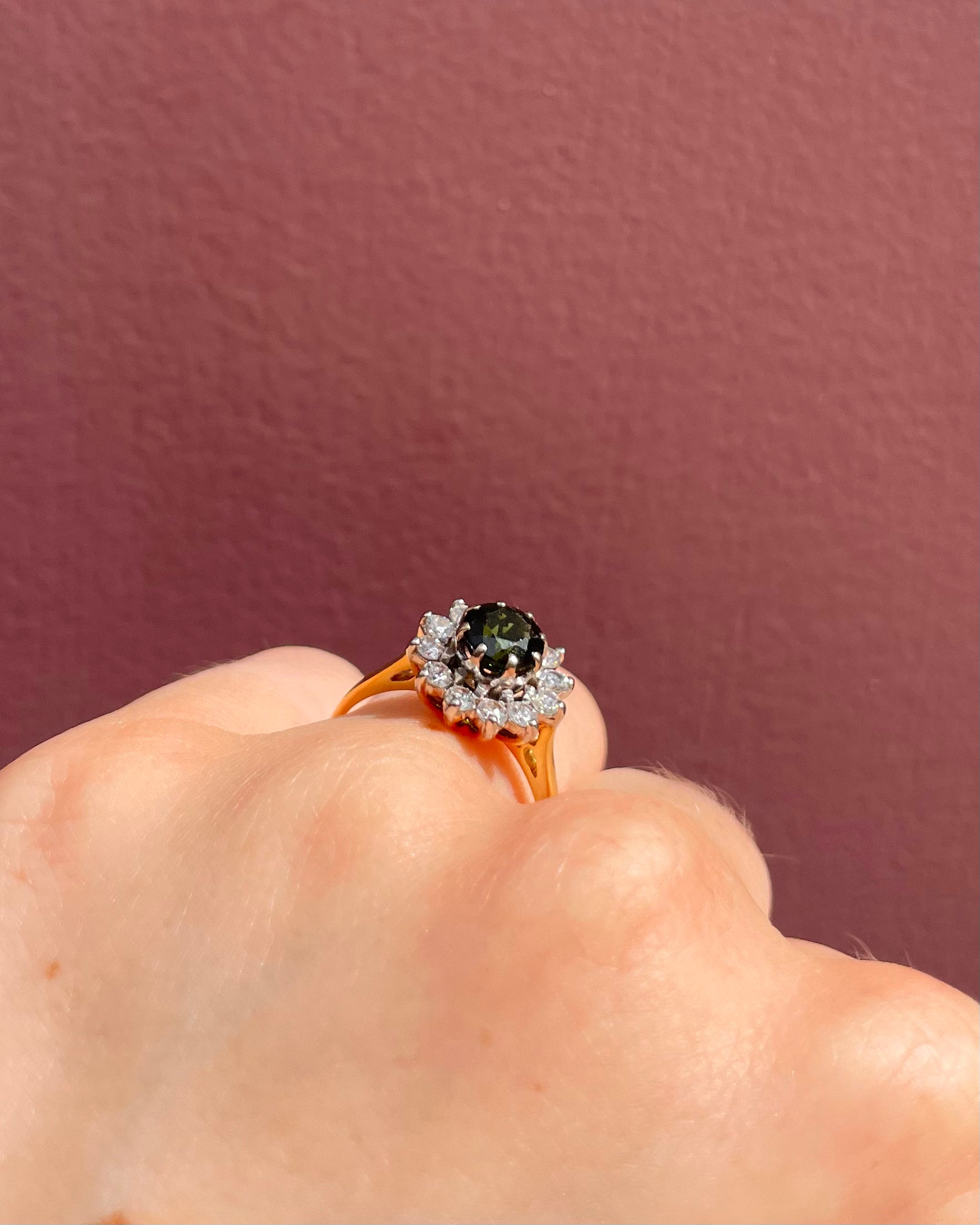 Bague Marguerite Tourmaline Verte 1 carat & Diamants "Késia"