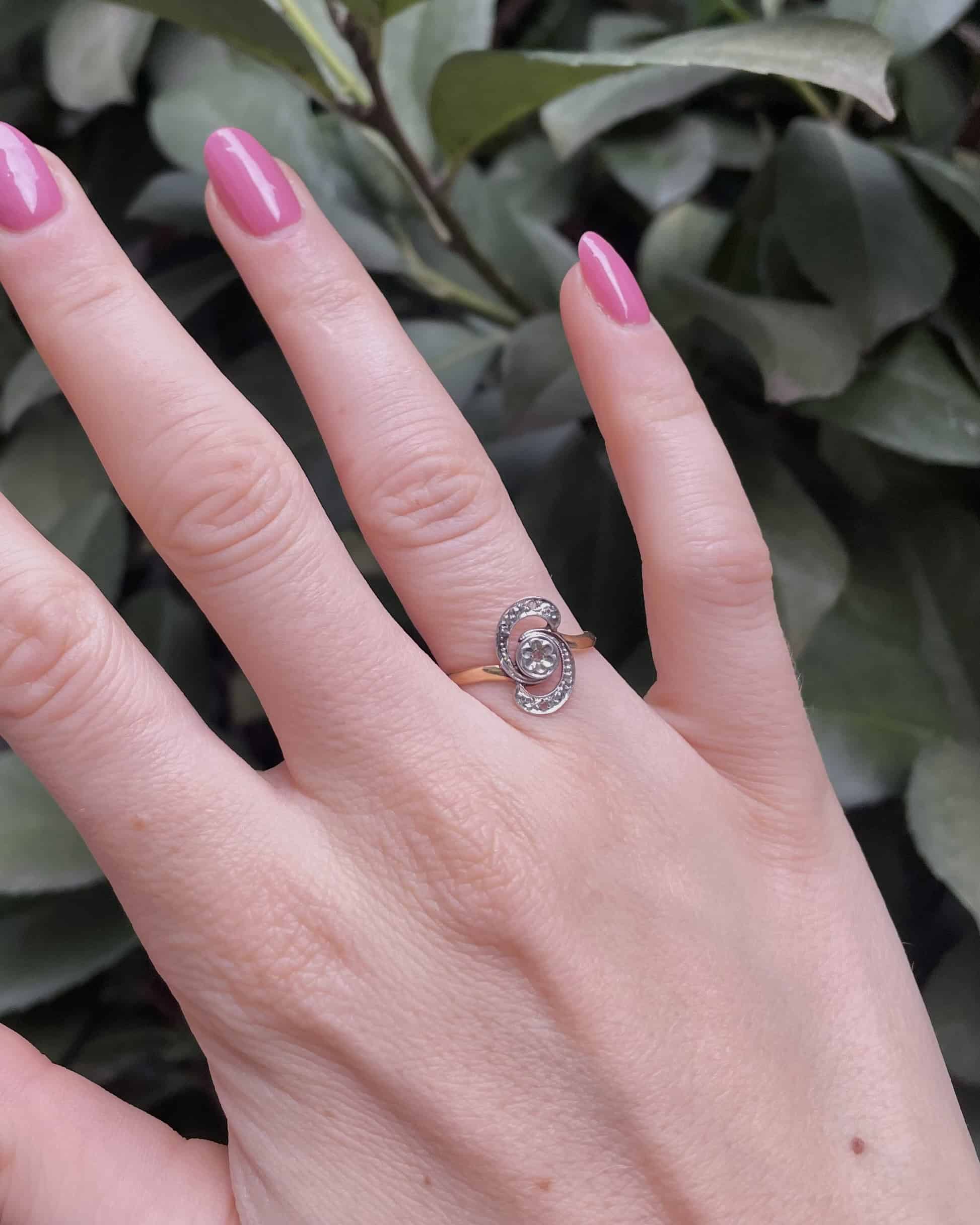 Art Nouveau Diamond Tourbillon Ring "Karina"