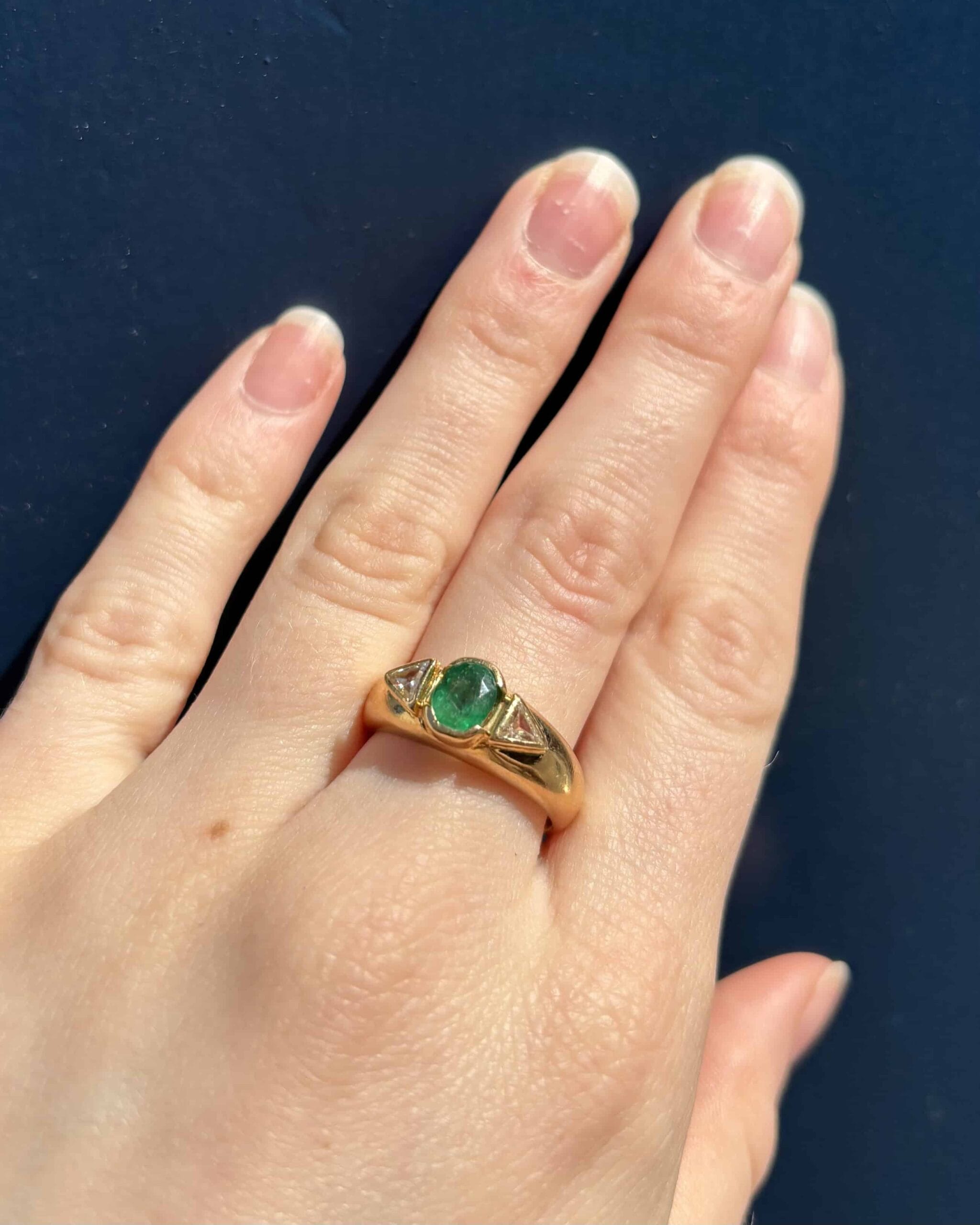 Emerald Bangle Ring 0.70 Carat & Troida Diamonds “Inara”