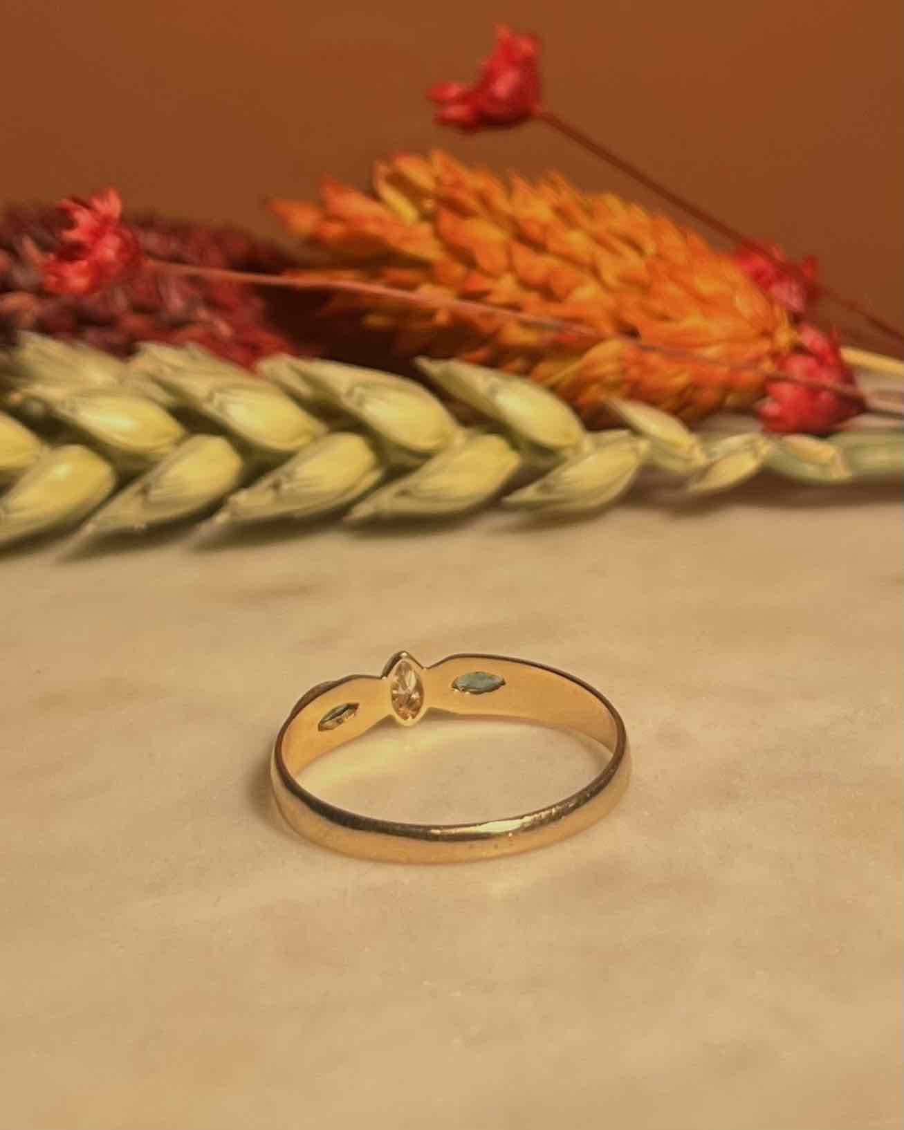 Bague Trilogie Diamant et Emeraudes "Polina"