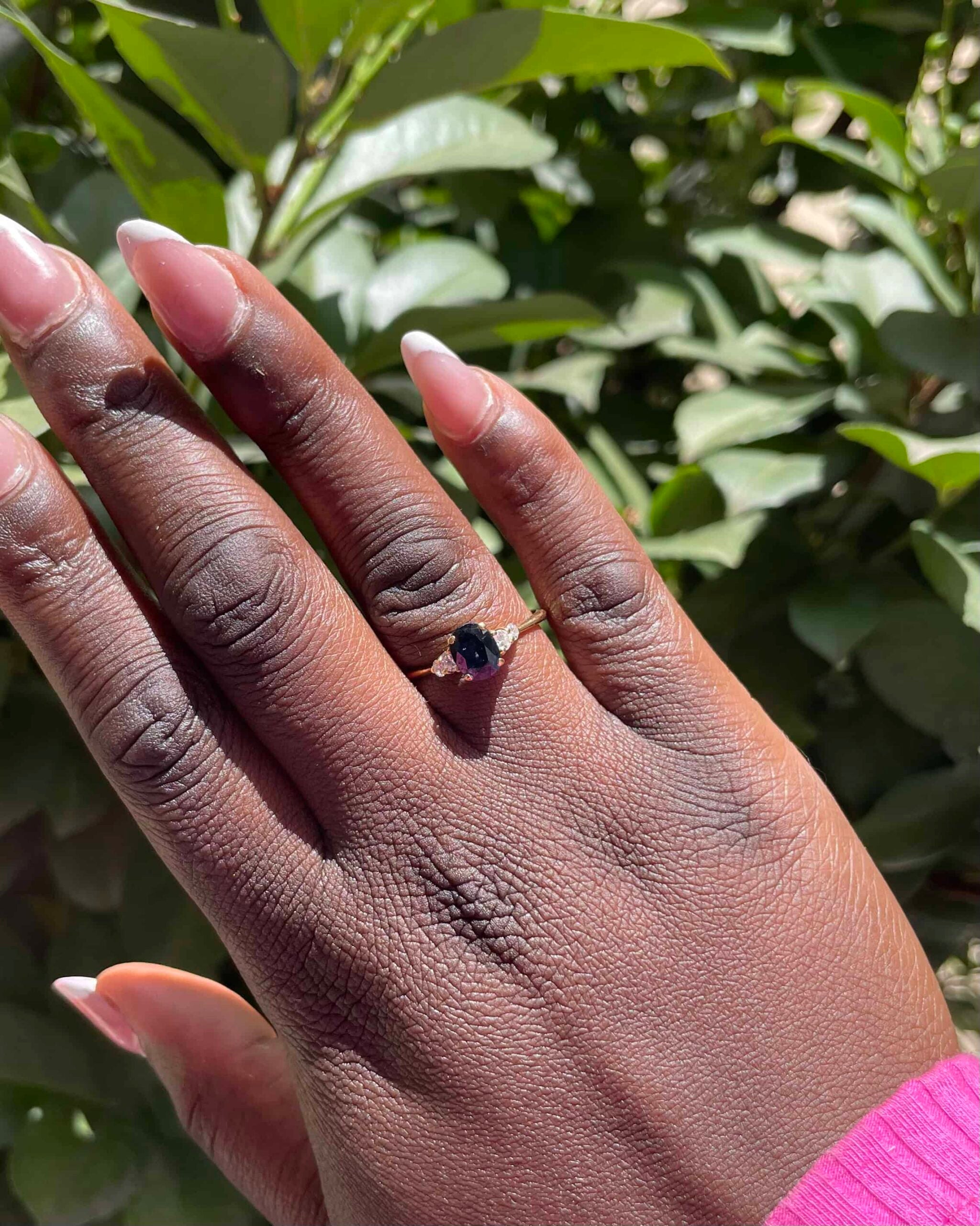 Bague Trilogie Saphir 1.05 carat & 4 Diamants "Mariane"