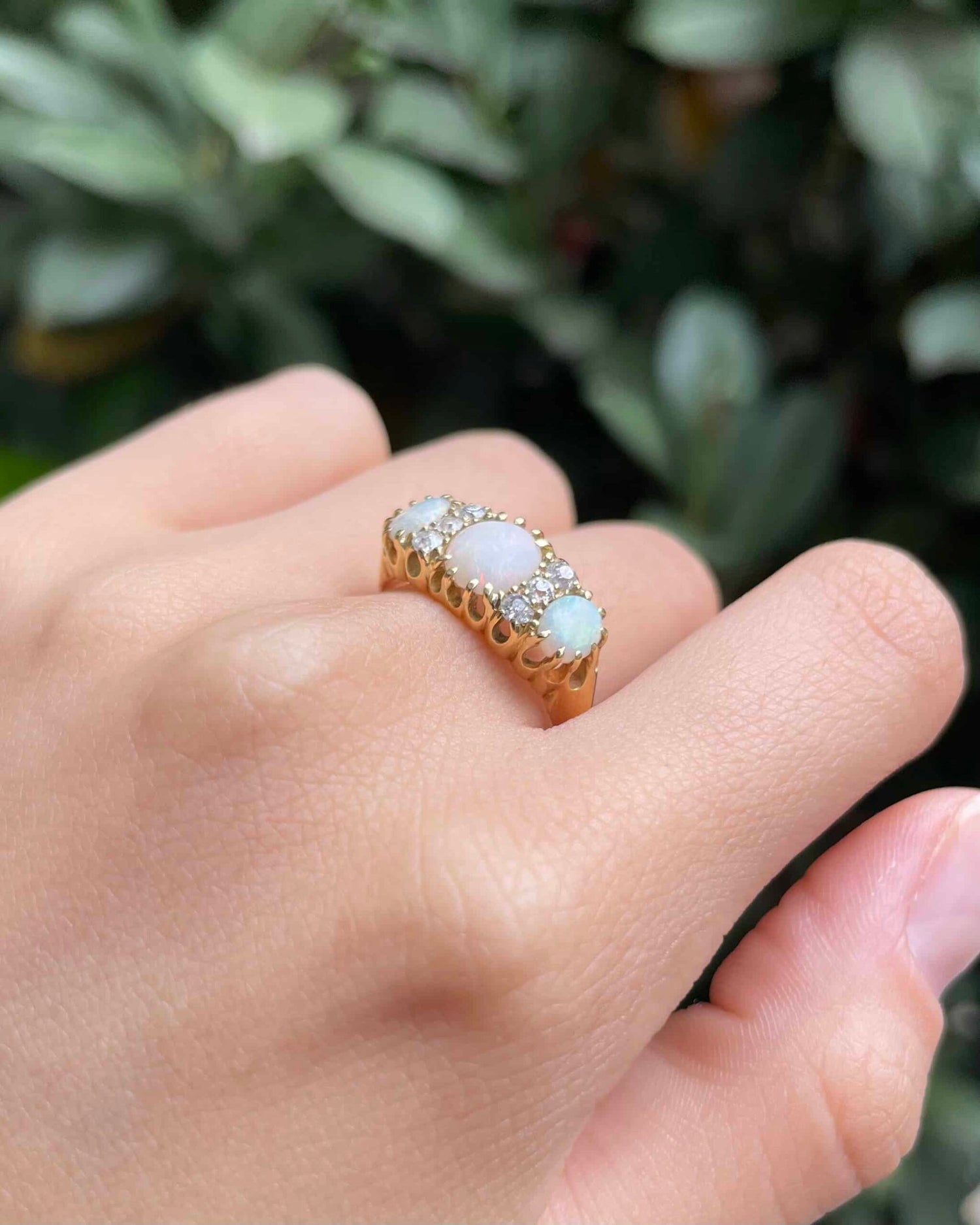 Bague Trilogie Opales & Diamants "Racheal"