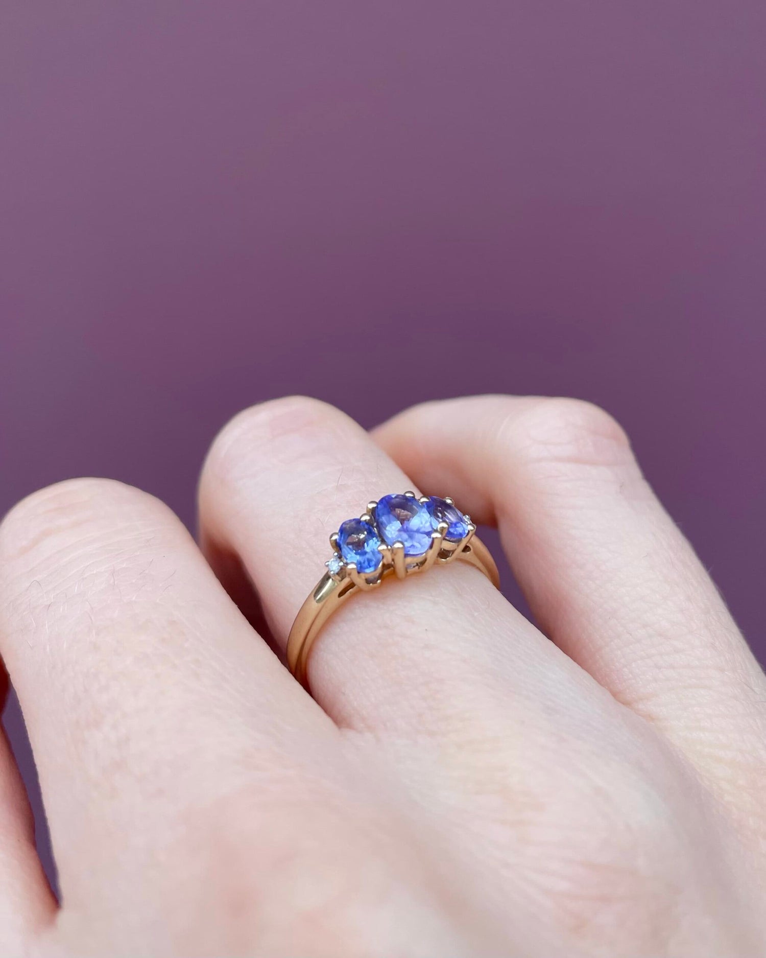 Bague Trilogie Tanzanites 1.20 carat et Diamants "Shaan"