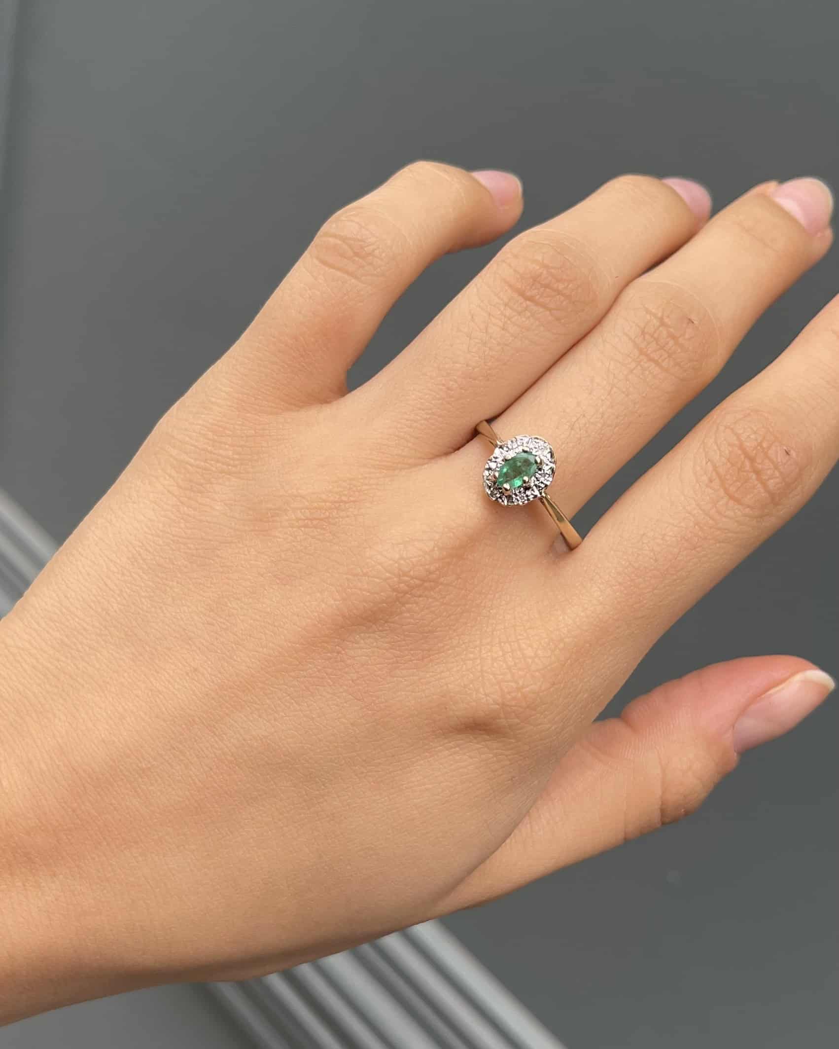 Bague Marguerite Émeraude & Diamants "Lenie"