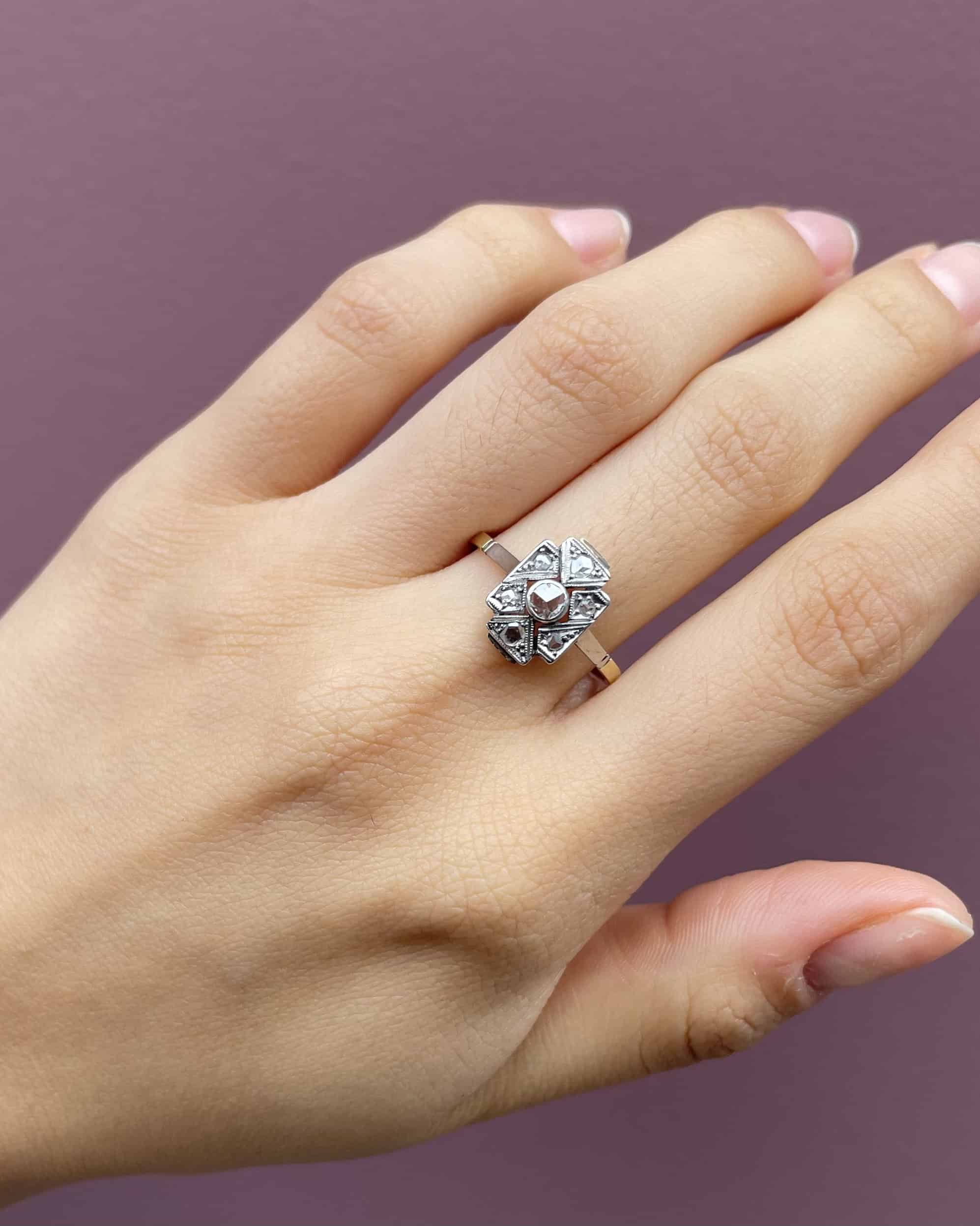 Bague Vintage Art-Déco 7 Diamants "Bonie"
