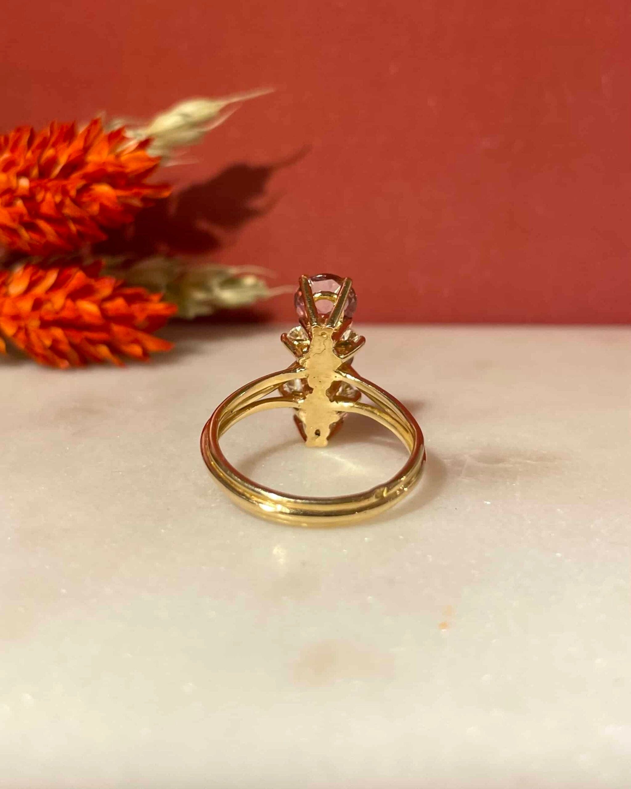 Bague Marquise Tourmalines Roses 2.70 carats et Diamants "Rosalia" - Elliade Paris