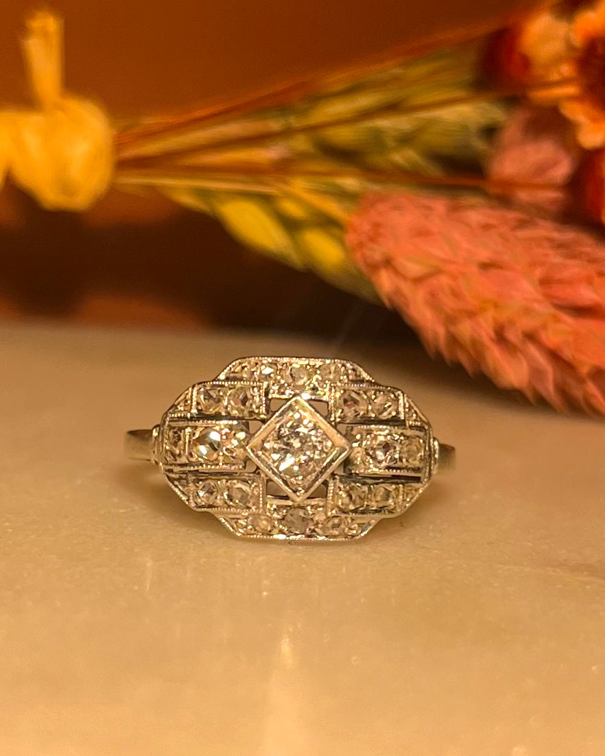 Bague vintage Art-Déco Diamants &quot;Chloé&quot;