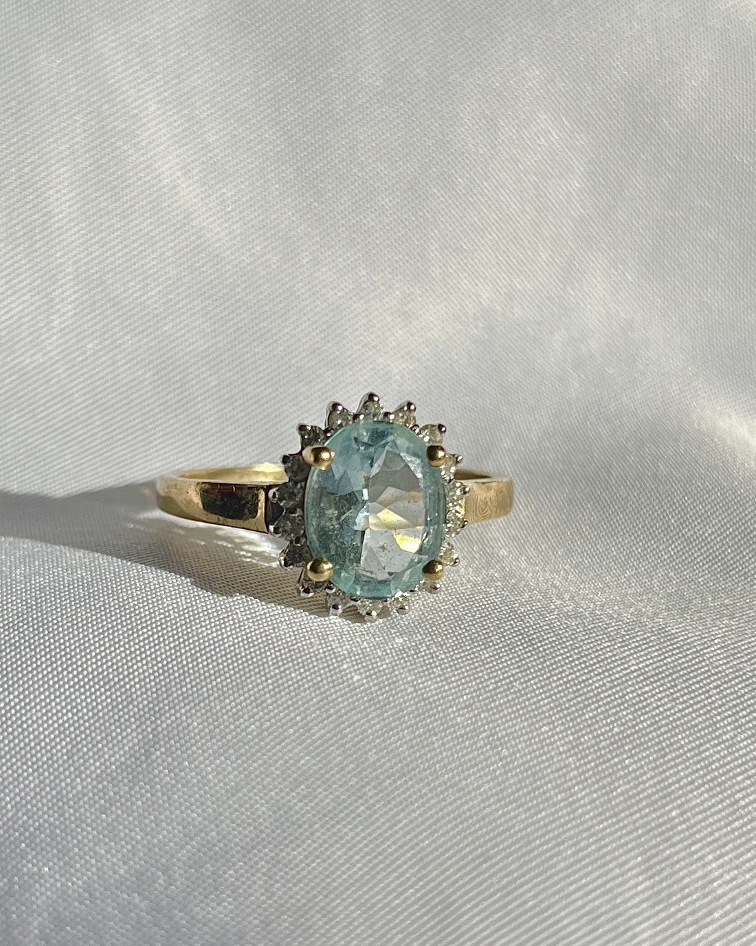 Bague Marguerite Aigue Marine &amp; diamants &quot;Liliana &quot;
