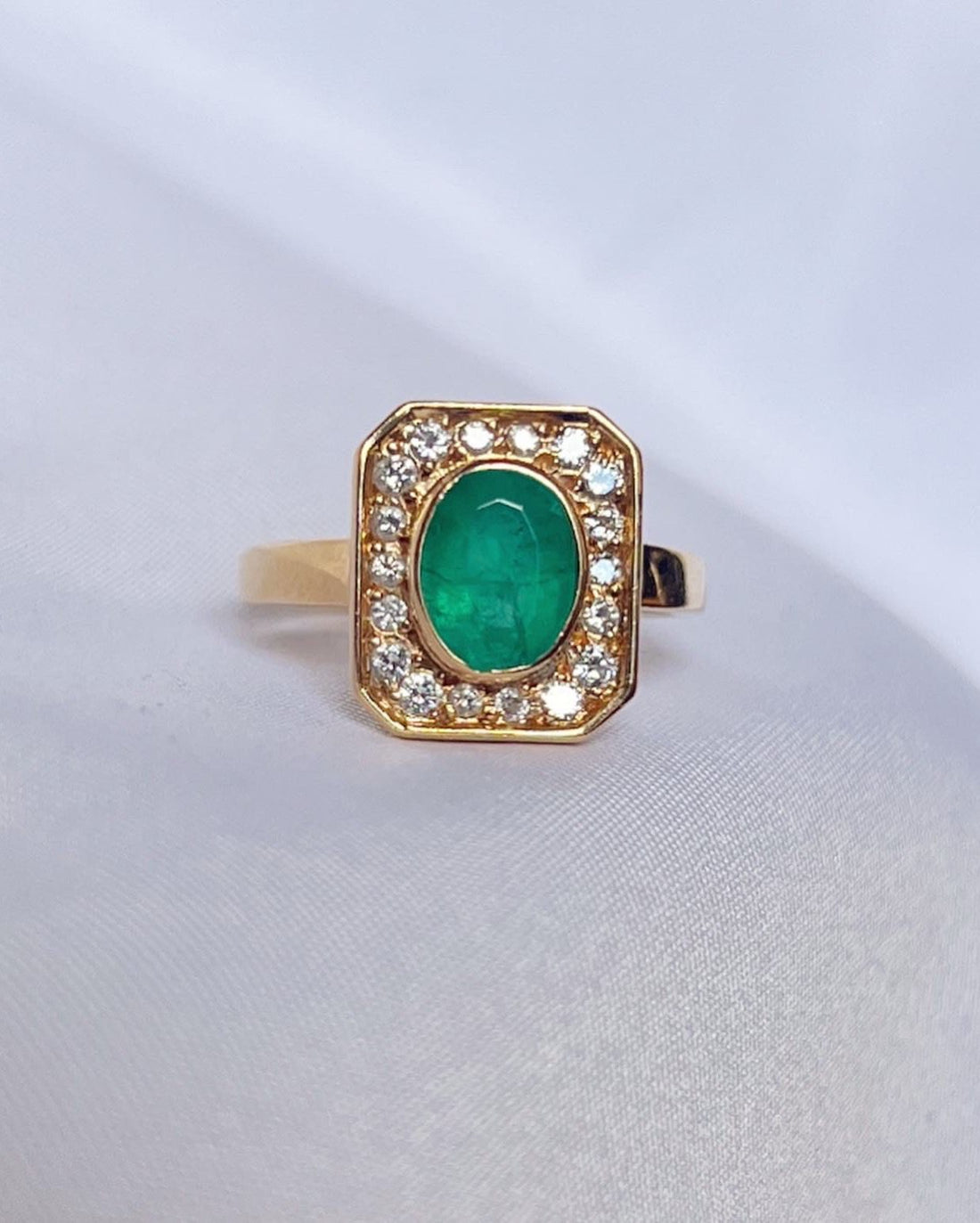 Bague style Art-déco émeraude &amp; diamants &quot;Capri&quot;