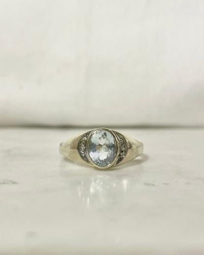 Bague Jonc Aigue-Marine &amp; Diamants &quot;Hélorya&quot;