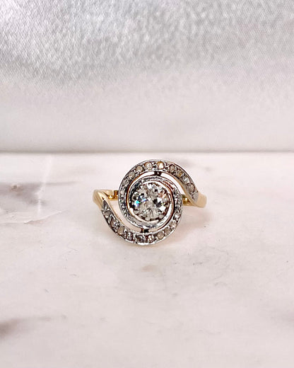 Bague Art-Nouveau Tourbillon Diamants 0.65 carat &quot;Lioren&quot;