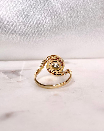Bague Art-Nouveau Tourbillon Diamants 0.65 carat &quot;Lioren&quot;