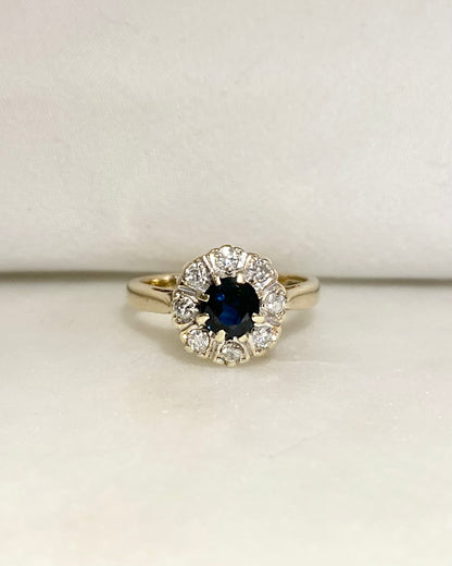 Bague Marguerite Saphir 0.70 carat &amp; Diamants &quot;Ambre&quot;