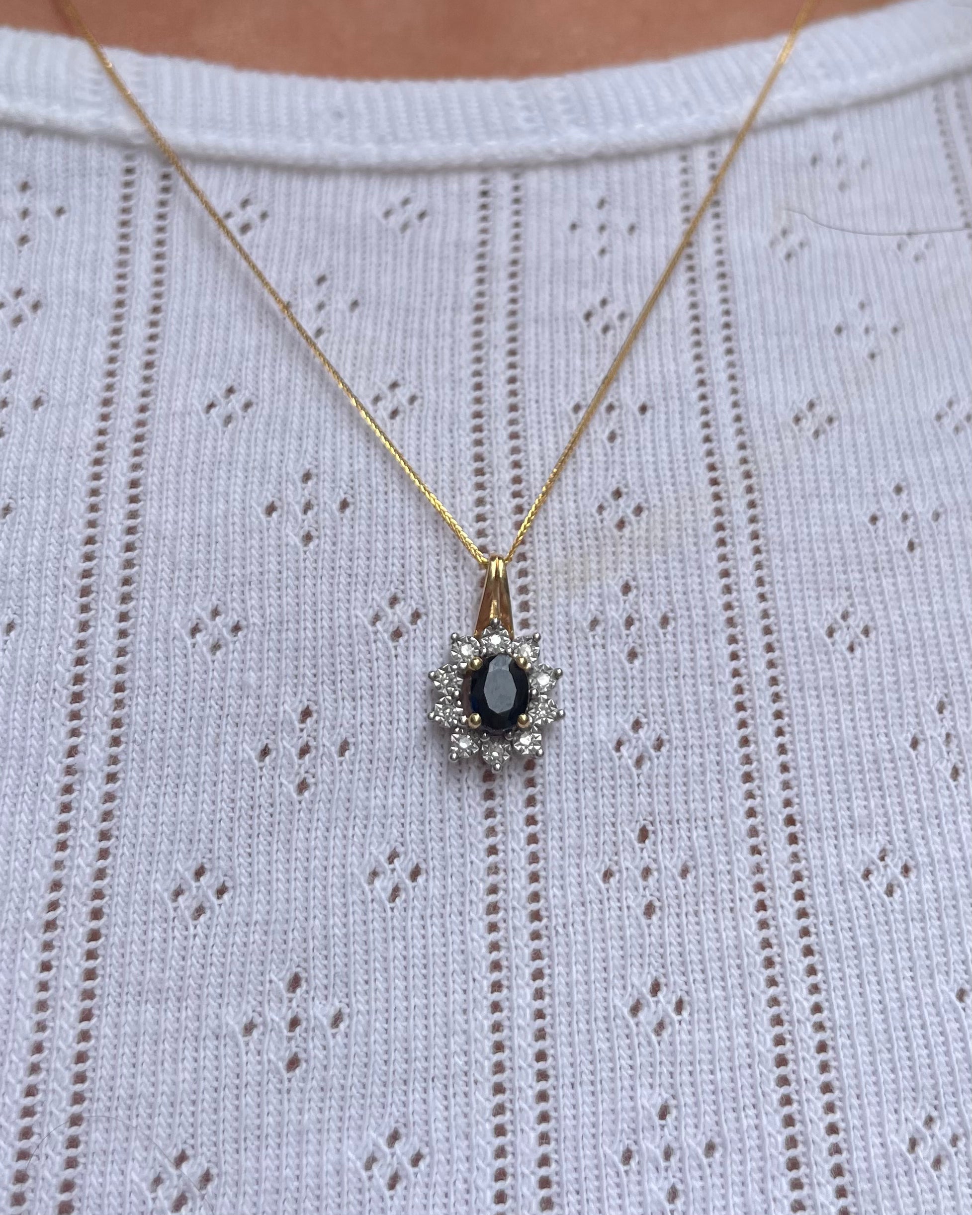 Collier Marguerite Saphir &amp; Diamants "Avenia"