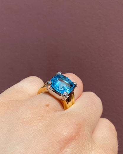 Bague Topaze 8.20 carats, Diamants &amp; Or 11,9g &quot;Nevada &quot;