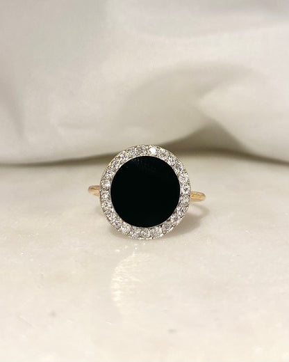 Bague Vintage Onyx &amp; 24 Diamants &quot;Eleana&quot;