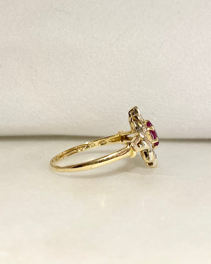 Bague Marguerite Rubis 0.25 carat &amp; Diamants &quot;Rose&quot;