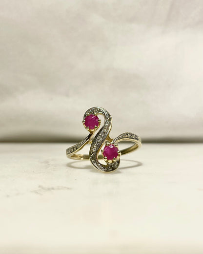 Bague Toi &amp; moi Rubis 0.50 carat &amp; Diamants &quot;Iséna&quot;