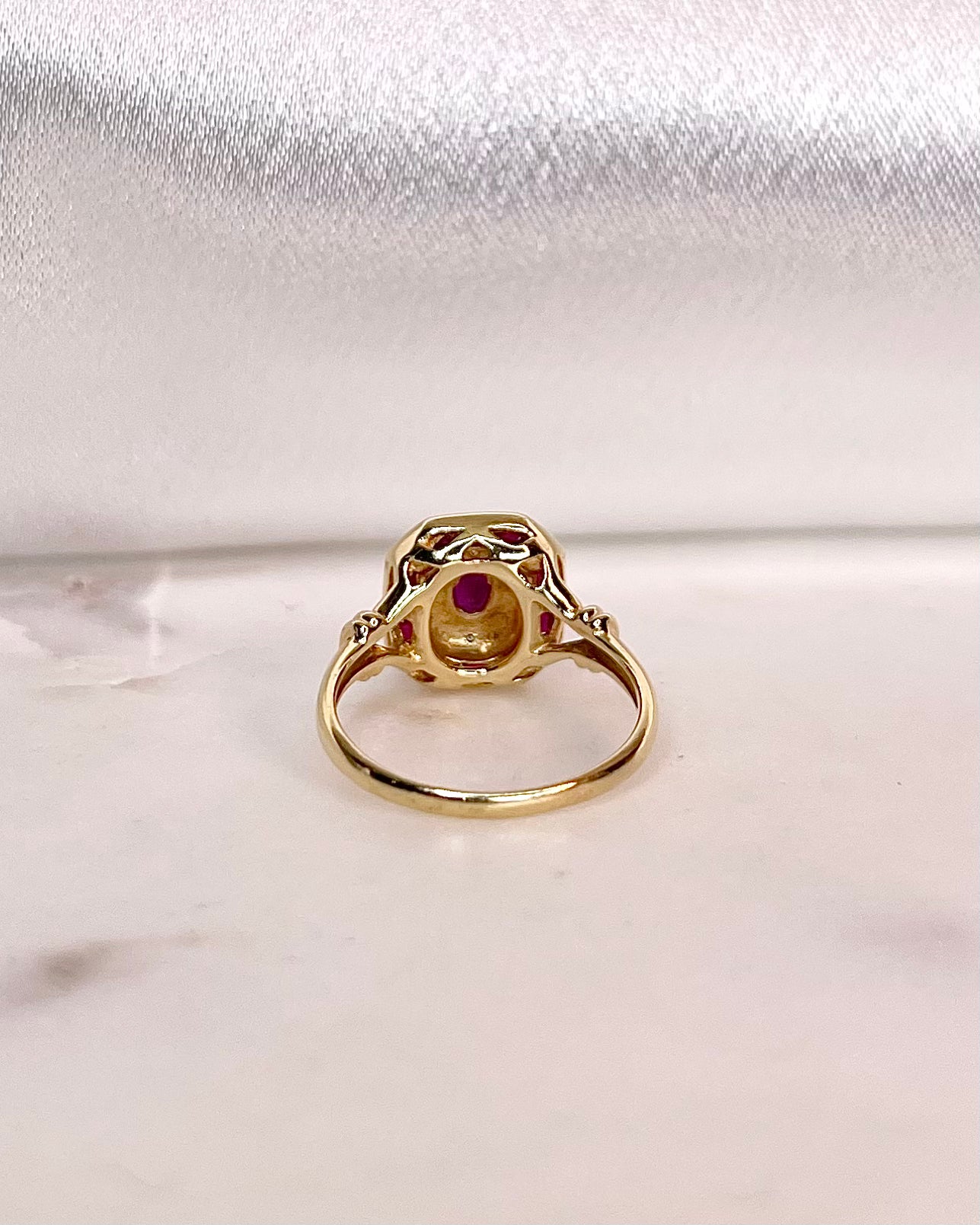 Art Deco Style Ring Ruby &amp; Diamonds “Ivyelle”