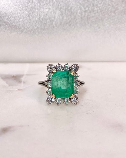 Bague Marguerite Emeraude 3.10 carats &amp; Diamants &quot;Elisa&quot;