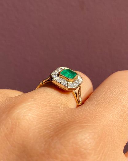 Bague Art-déco Emeraude 1 carat &amp; Diamants &quot;Pera&quot;