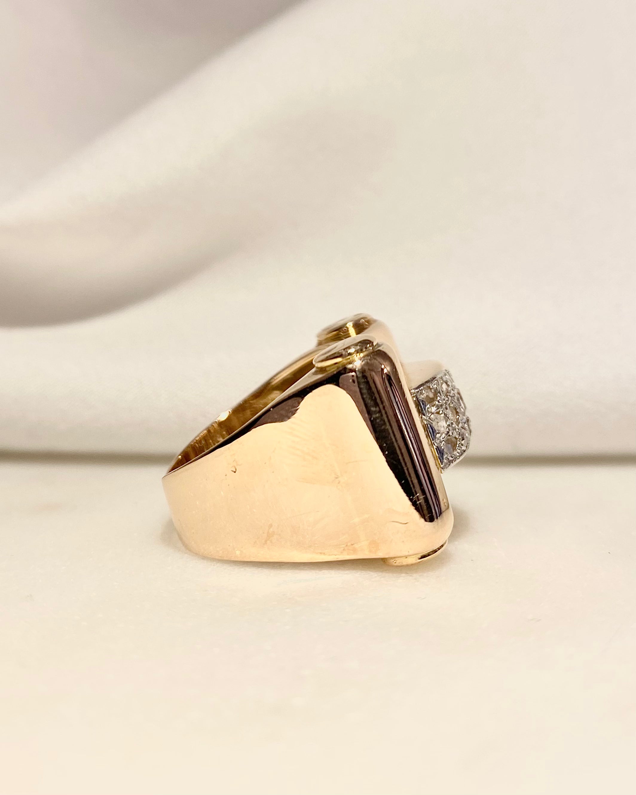 Bague Tank Diamants &amp; Or 18 carats 11.06g "Perrine"