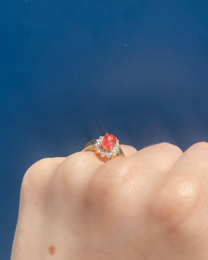 Bague Marguerite Saphir Orange 1.15 carat &amp; Diamants &quot;Pavina&quot;