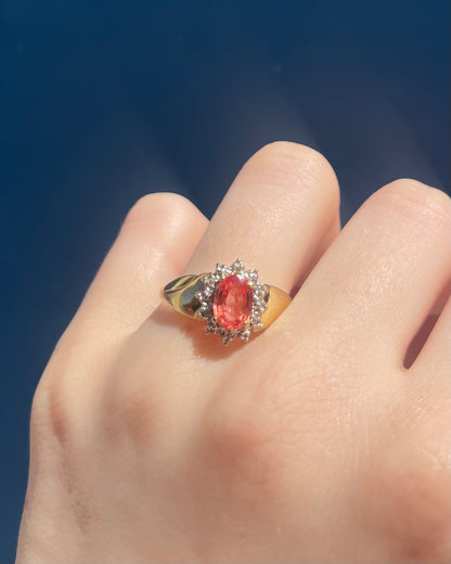 Bague Marguerite Saphir Orange 1.15 carat &amp; Diamants &quot;Pavina&quot;