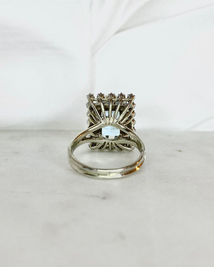 Bague Marguerite Aigue-Marine 6.80 carats &amp; Diamants &quot;Adama&quot;