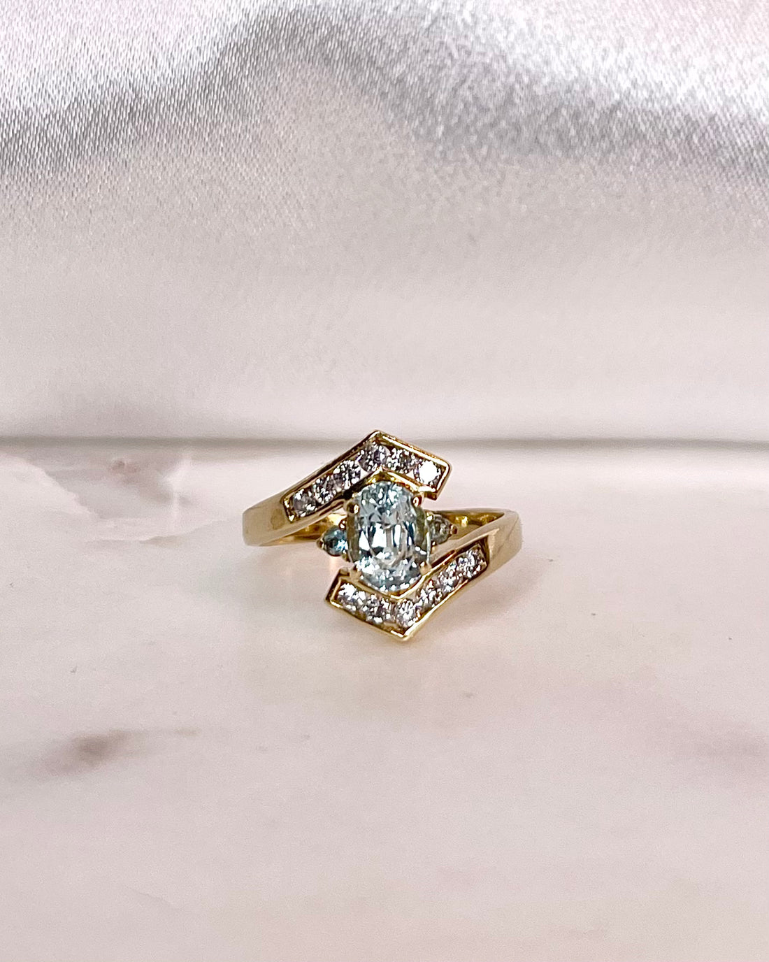 Bague Tourbillon Aigues-Marines 1.26 carat & Diamants "Shaa"