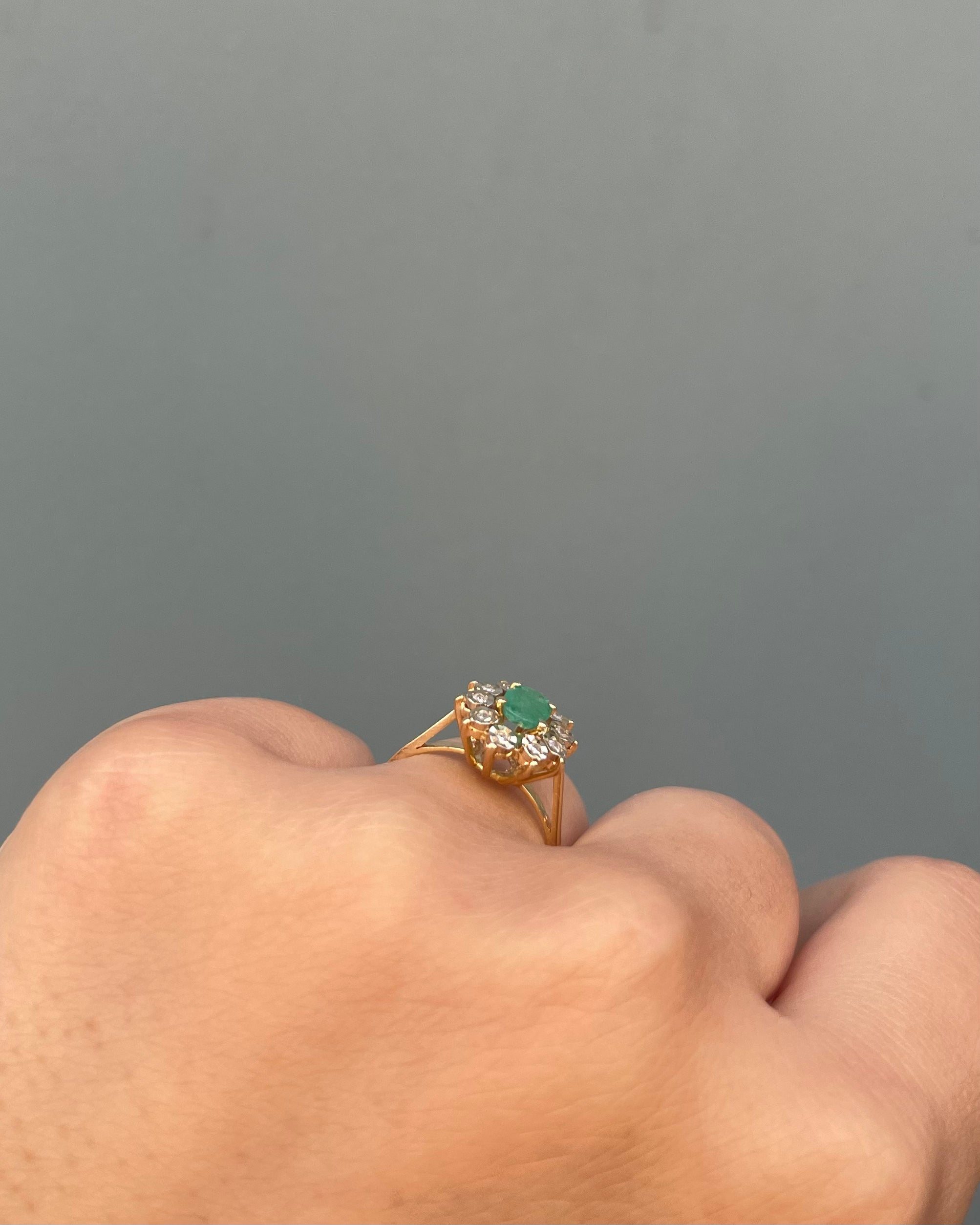 Bague Marguerite Émeraude 0.35 carat &amp; Diamants "Lorea"