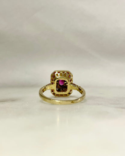Bague Style Art-Déco Rubis &amp; Diamants &quot;Uméa&quot;