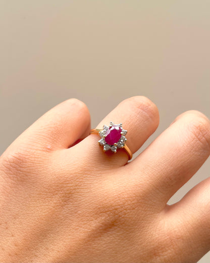 Bague Marguerite Rubis 1 carat &amp; Diamants &quot;Dolores&quot;