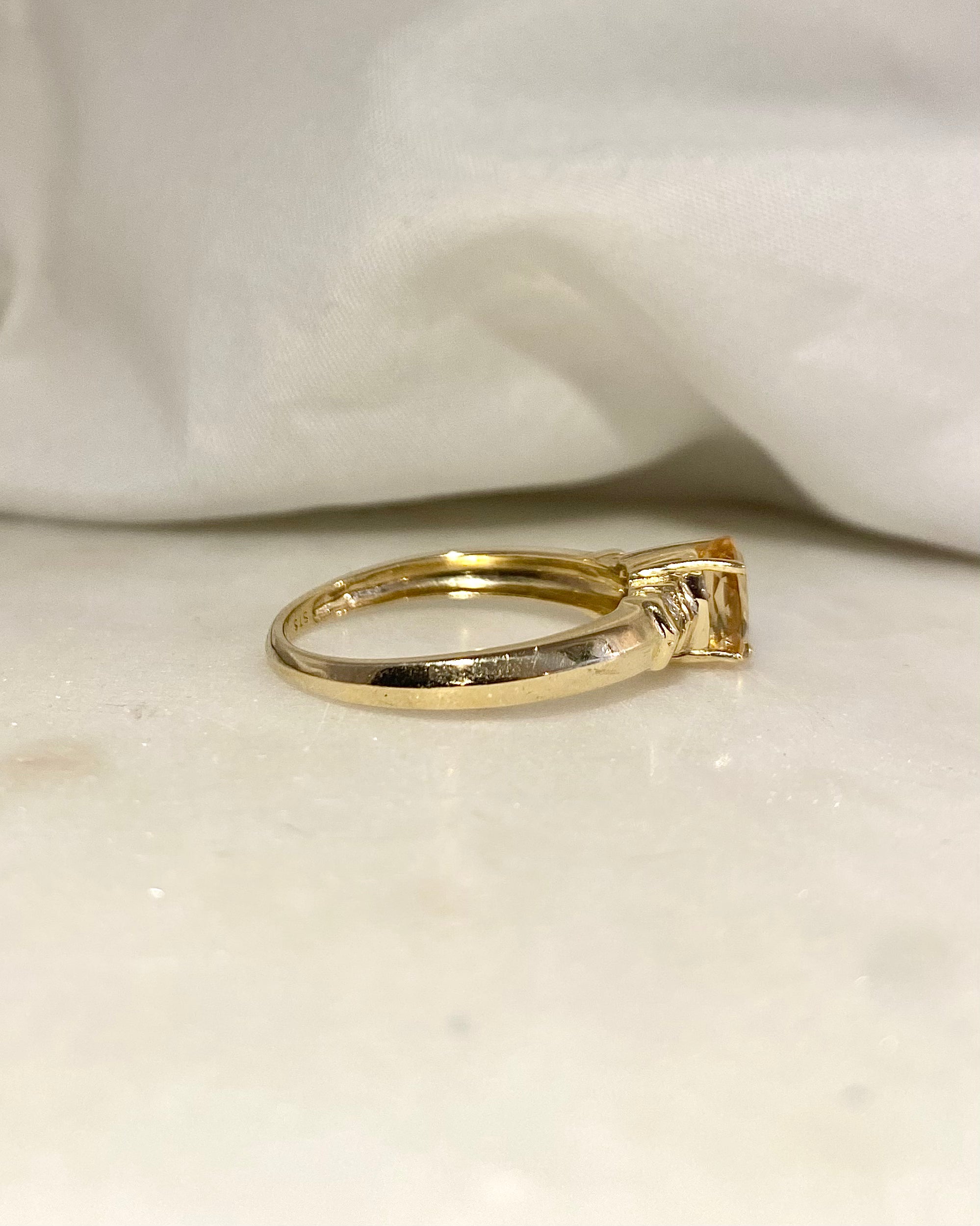 Trilogy Ring Yellow Topaz 1.20 carat and Diamonds “Loana”