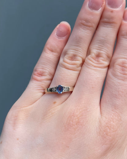 Bague Jonc Saphir 0.40 carat &amp; Diamants &quot;Azilis&quot;