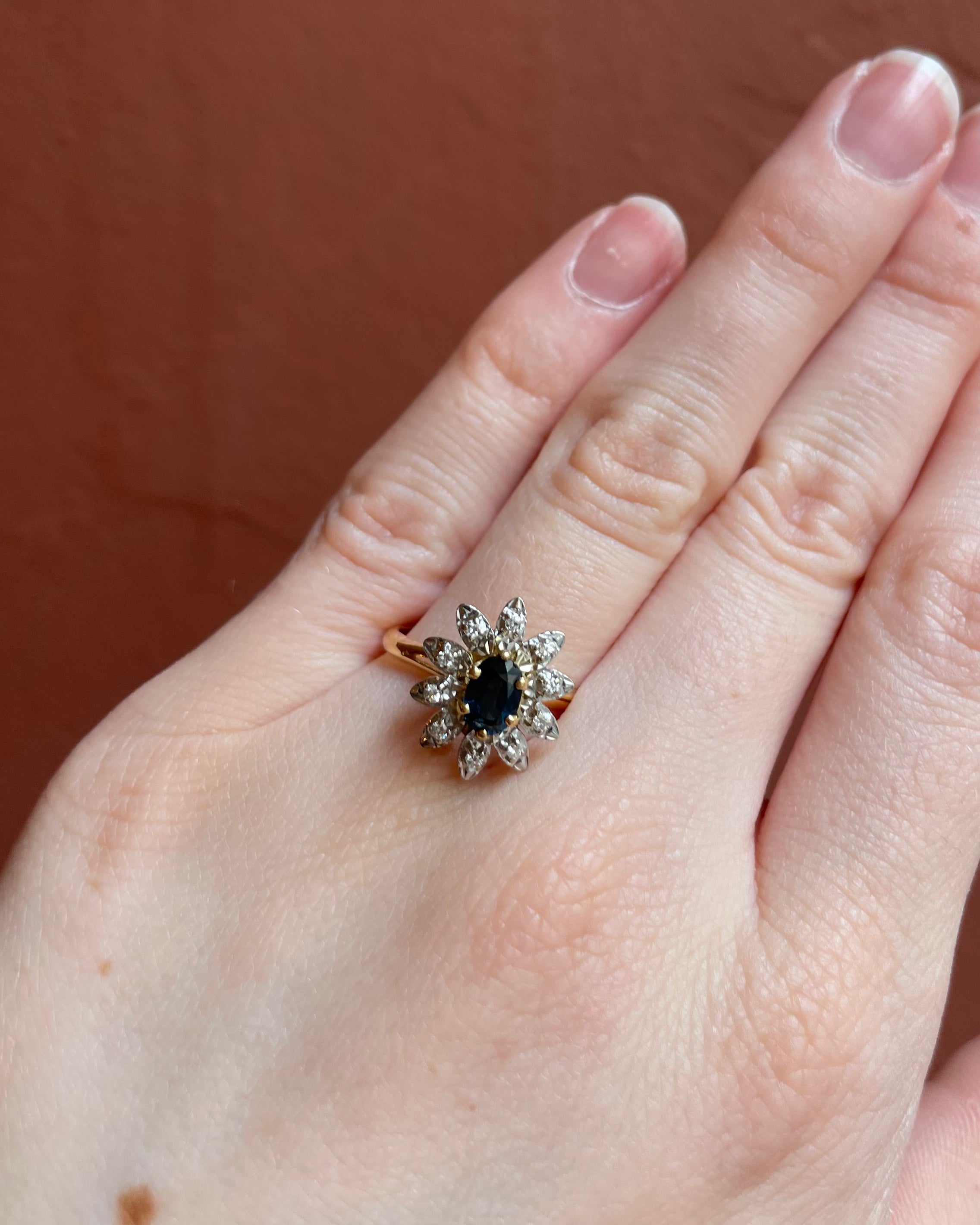 Bague Marguerite Saphir naturel &amp; Diamants “Avery”