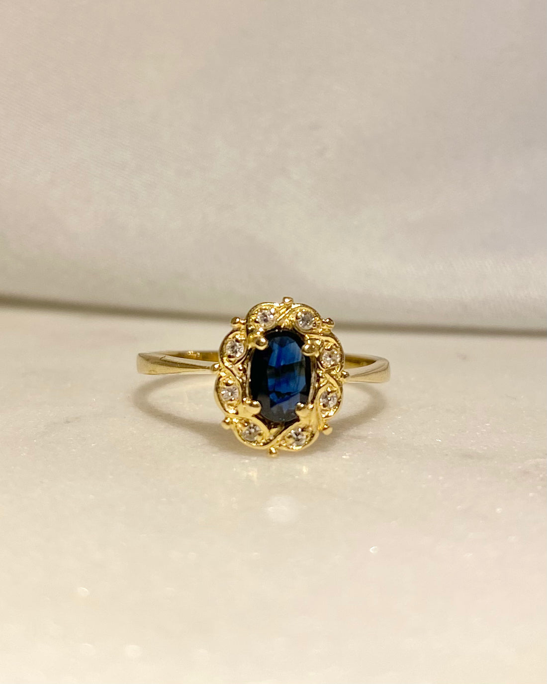 Bague Marguerite Saphir 0.50 carat &amp; Diamants “Florie”