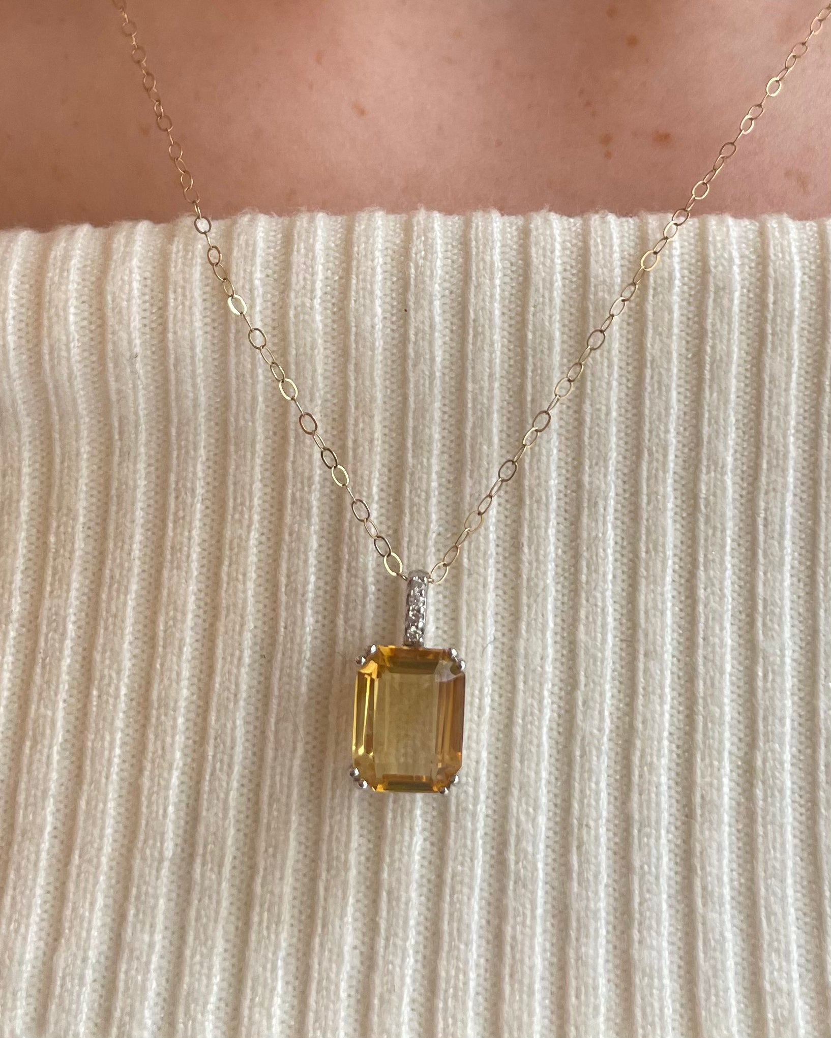 Pendentif Citrine 2.90 carats &amp; Diamants “Hermine”
