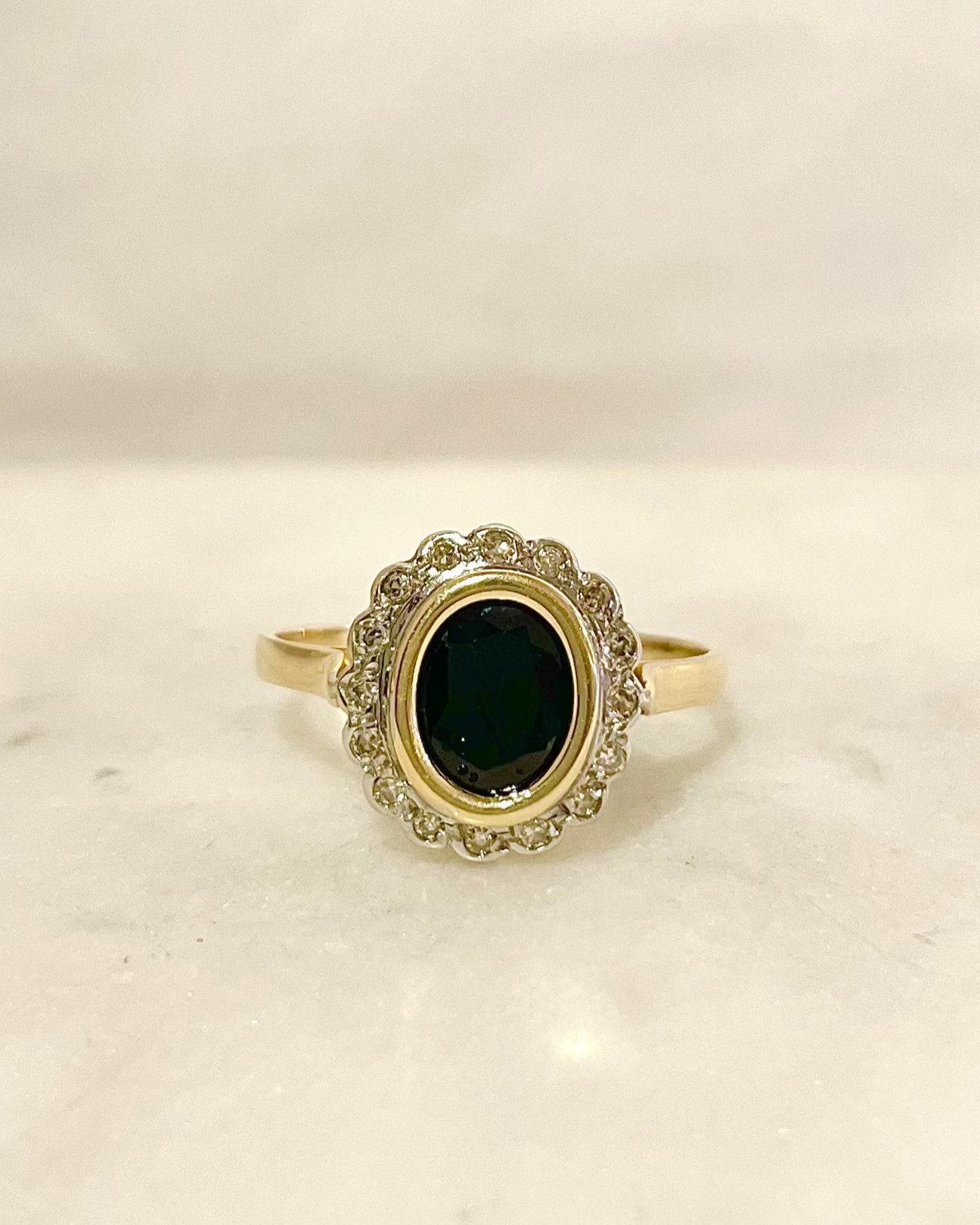Bague Marguerite Saphir 1.65 carat &amp; Diamants “Maëlis”