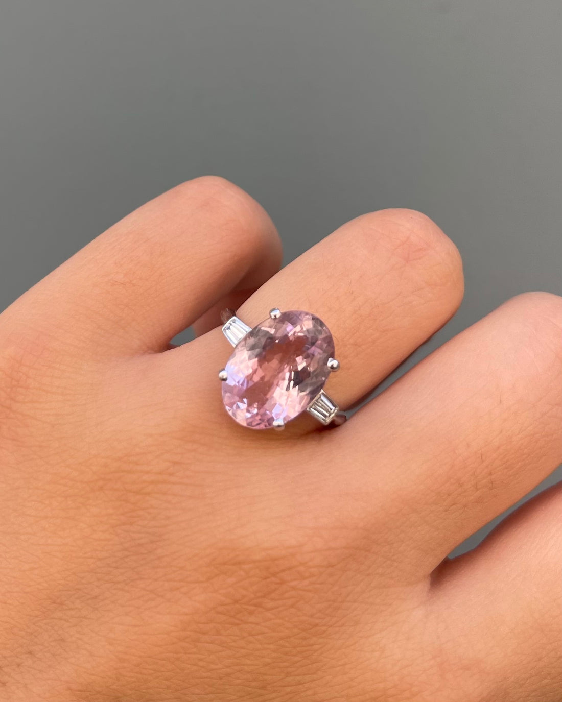 Bague Trilogie Tourmaline Rose 5 carats &amp; Diamants &quot;Ophélia&quot;