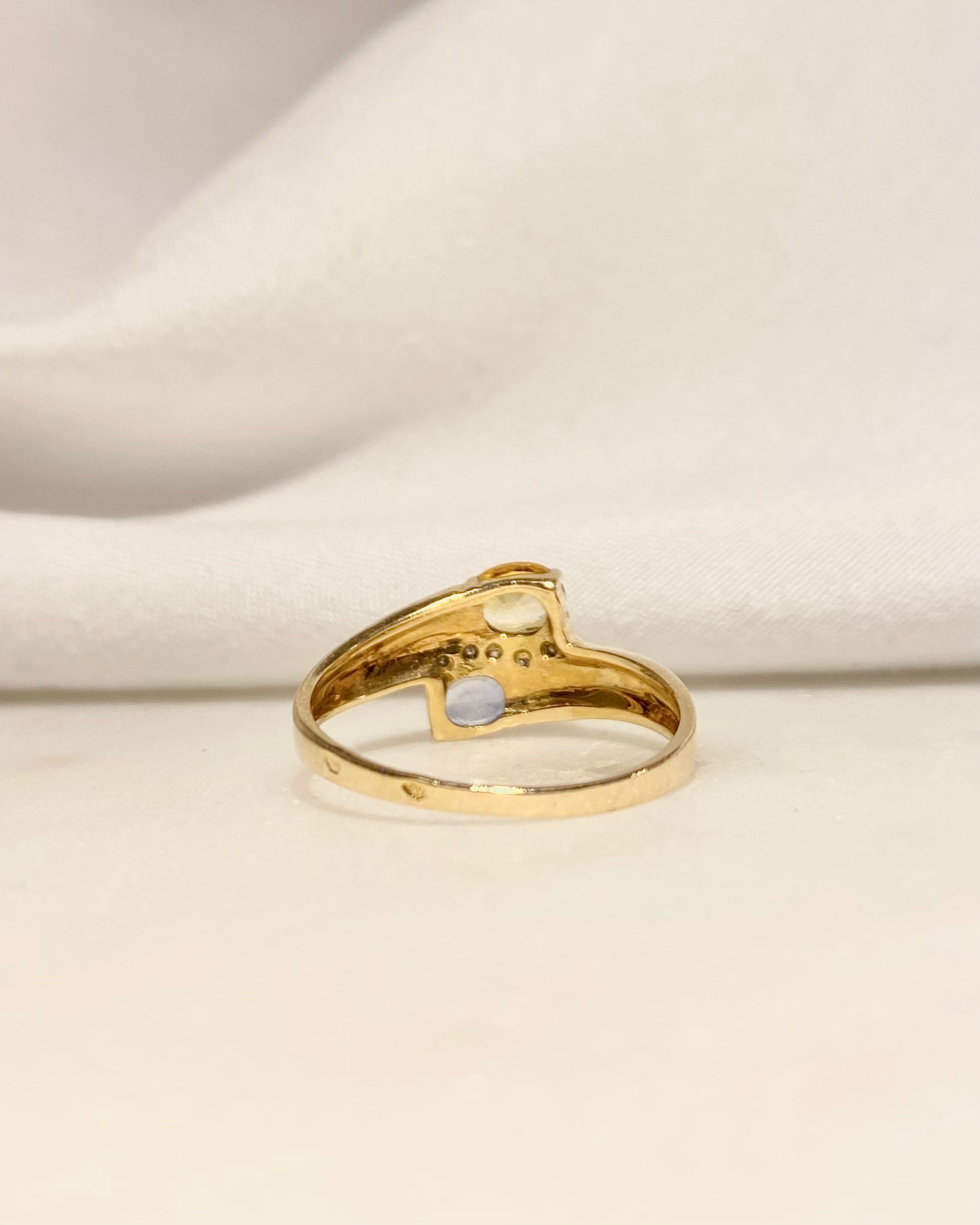 Bague Toi &amp; Moi Saphir Jaune et Bleu &amp; Diamants "Brydille"