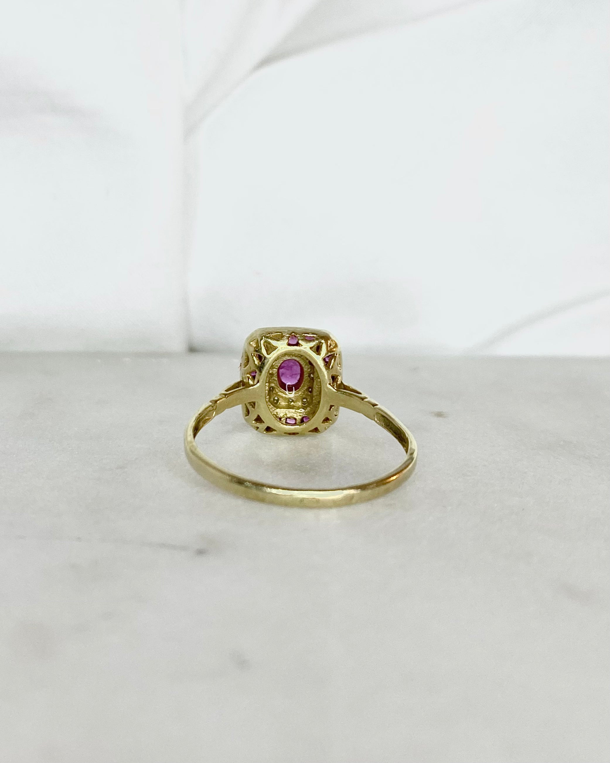 Bague Style Art-Déco Rubis &amp; Diamants "Constance"