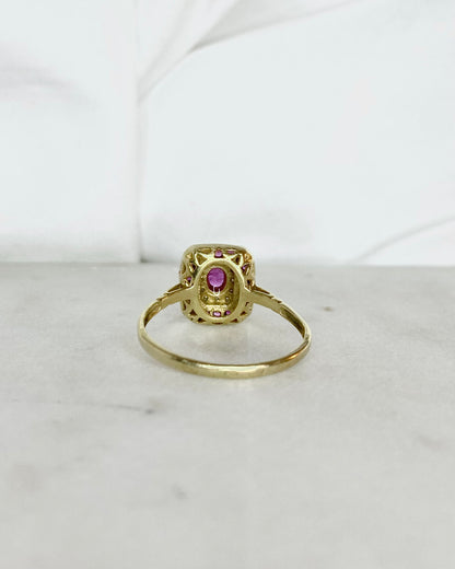 Bague Style Art-Déco Rubis &amp; Diamants &quot;Constance&quot;