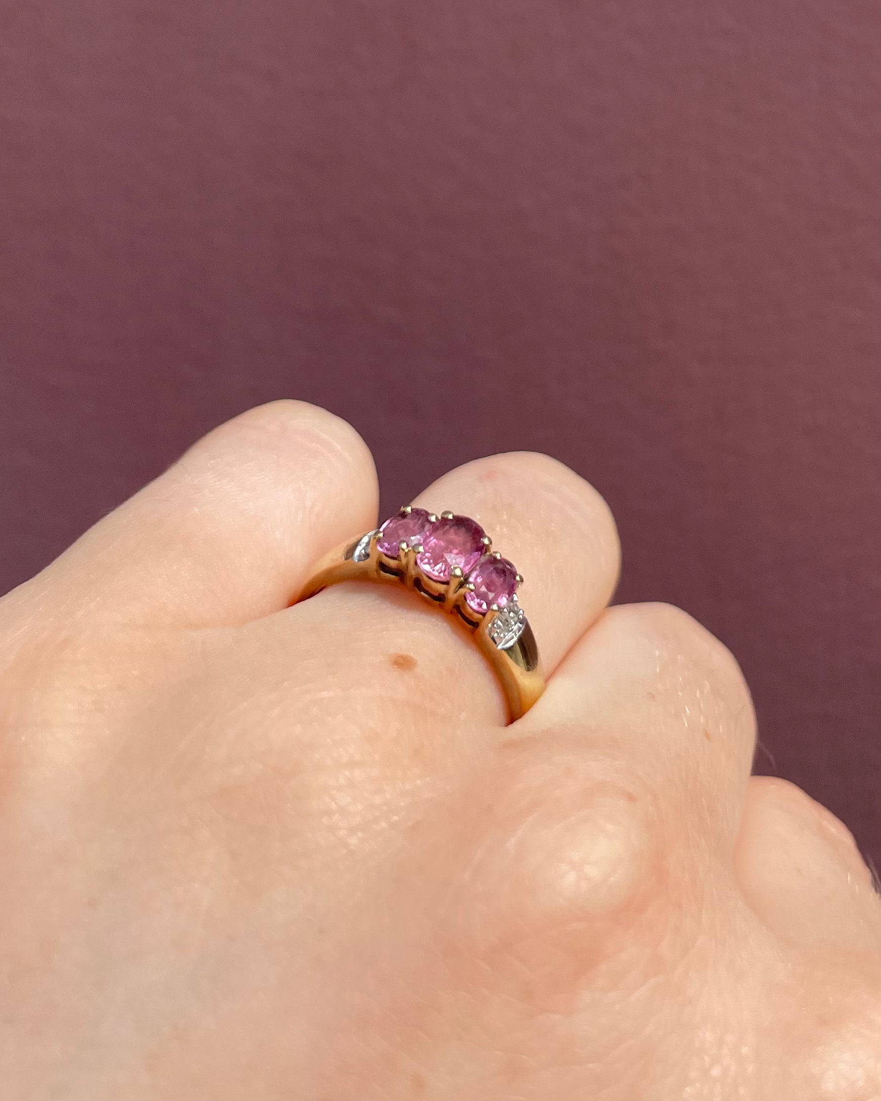 Trilogy Pink Sapphire 1.30 carat &amp; Diamonds "Ilya"