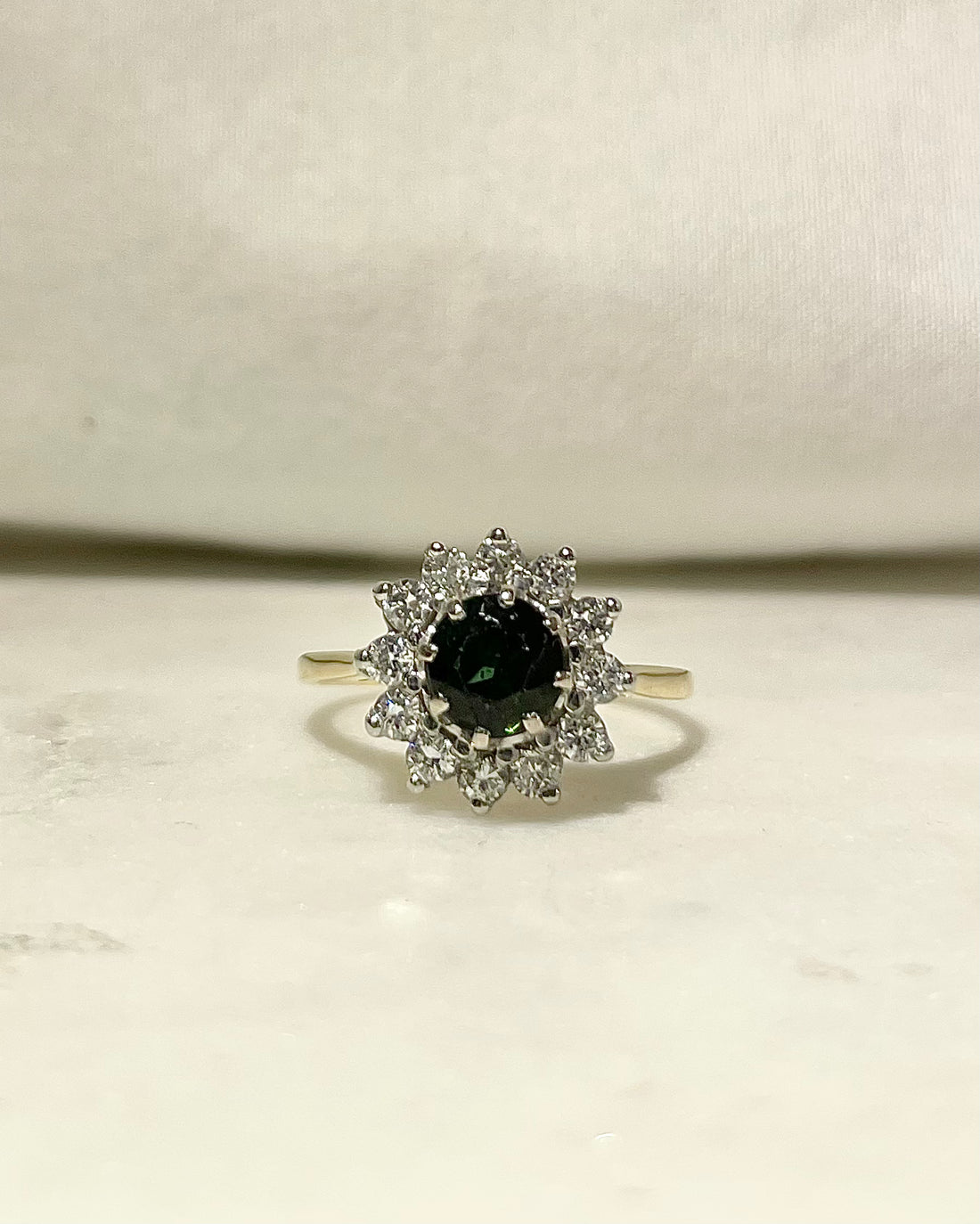 Bague Marguerite Tourmaline Verte 1 carat &amp; Diamants &quot;Késia&quot;