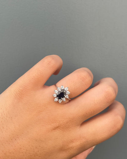 Bague Marguerite Saphir 0.95 carat &amp; Diamants &quot;Bartize&quot;