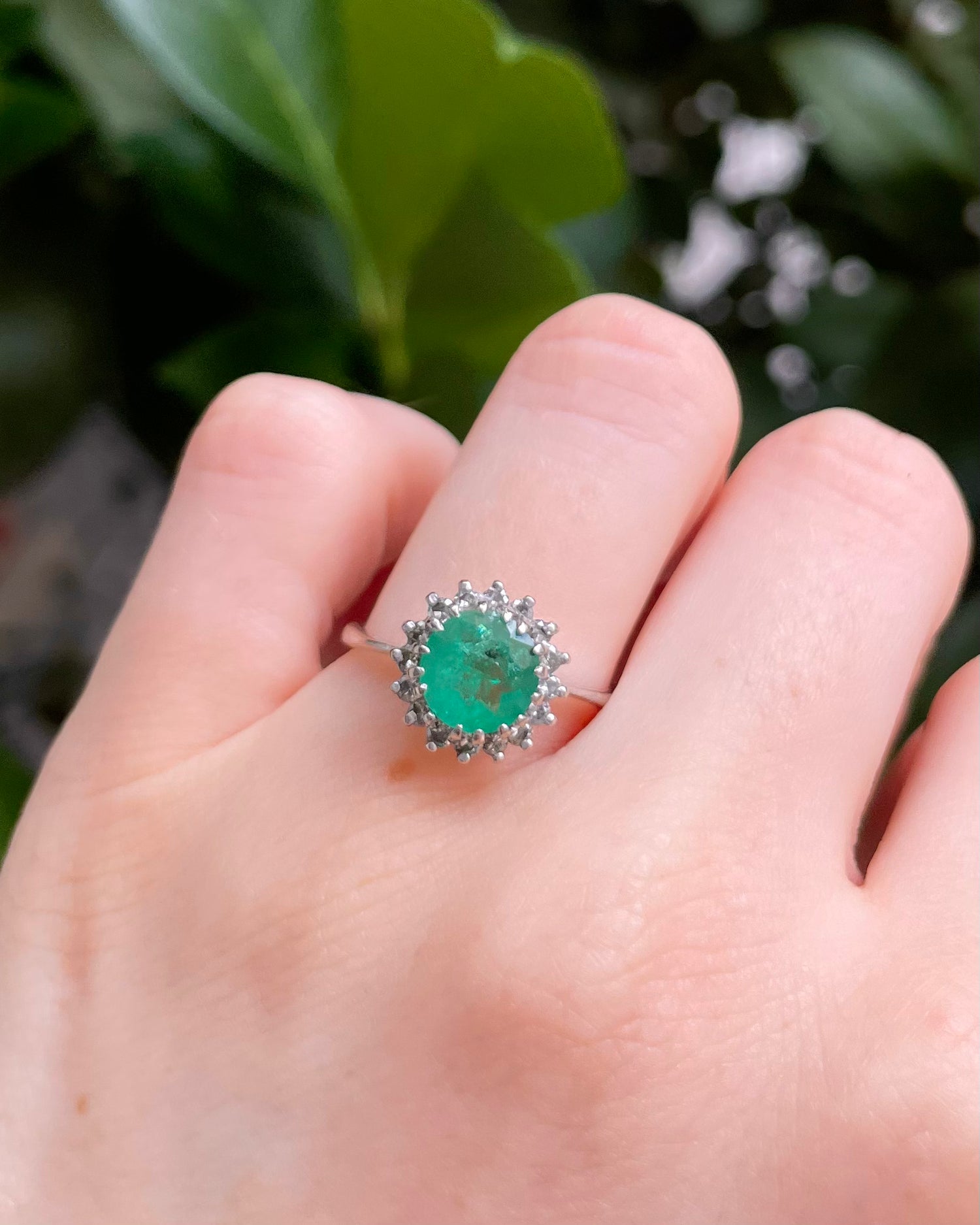 Bague Marguerite Émeraude 1 carat &amp; Diamants &quot;Théomire&quot;