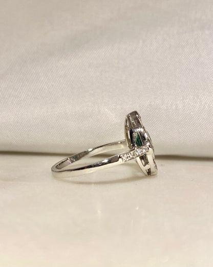 Bague Style Art-déco Emeraude 0.65 carat &amp; 24 Diamants &quot;Violette&quot;